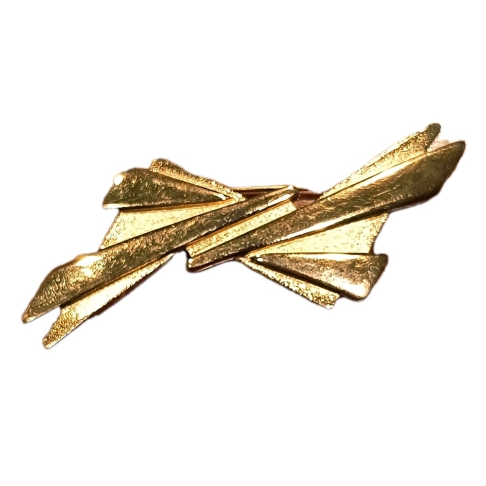 Vintage MONET Signed Gold Tone Modernist Abstract Wing Brooch Pin MCM 3"